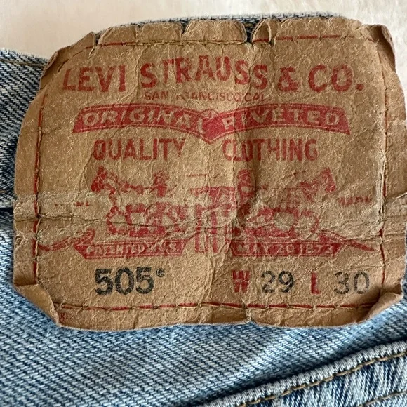 Levis 505 Jeans Mens 29 X 30 Regular Fit Straight Leg Light Wash Blue Denim - Picture 2 of 12